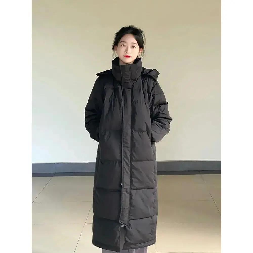 中戏长款羽服女冬季过膝加厚外套宽松连帽衣袄2023年新款/非半身