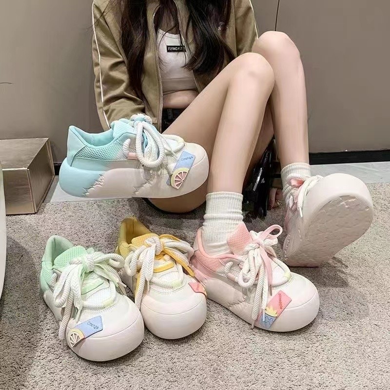 回力潮品小众设计感多巴胺小白鞋女秋季学生厚底小个子板鞋潮