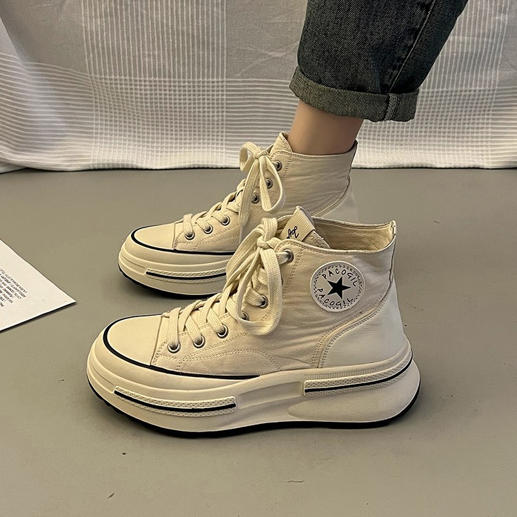 回力潮品鞋子女春秋季厚底高帮帆布鞋女年新款爆款运动休闲小白鞋