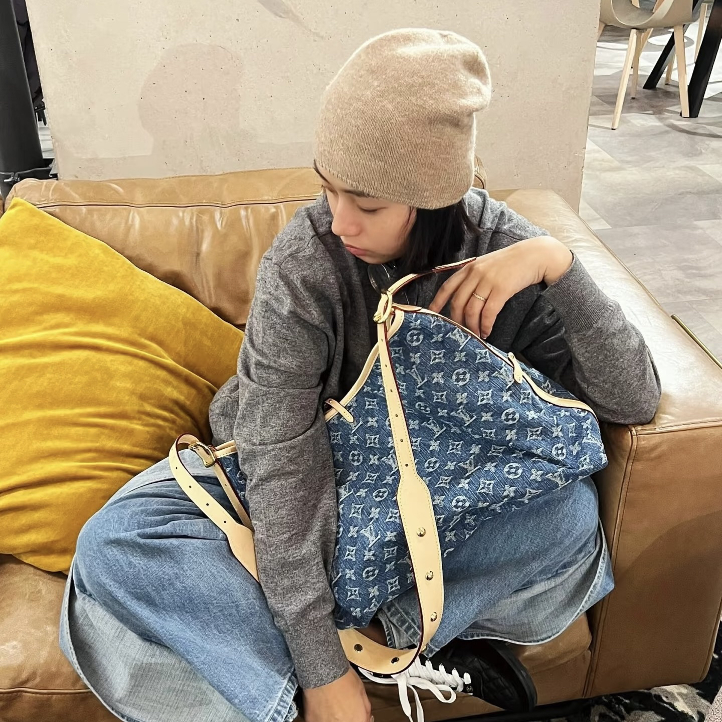 95新 LouisVuitton/路易威登 LV单宁carryall斜挎包972045