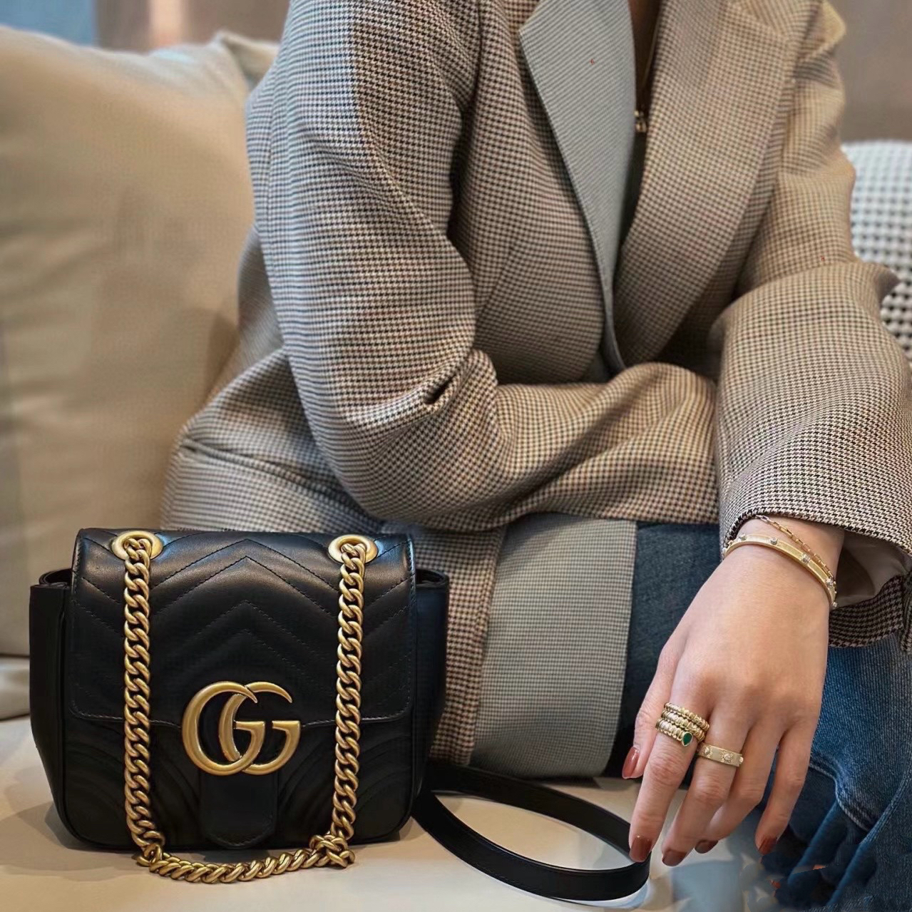 95新 GUCCI/古驰 古驰方胖子单肩包971078