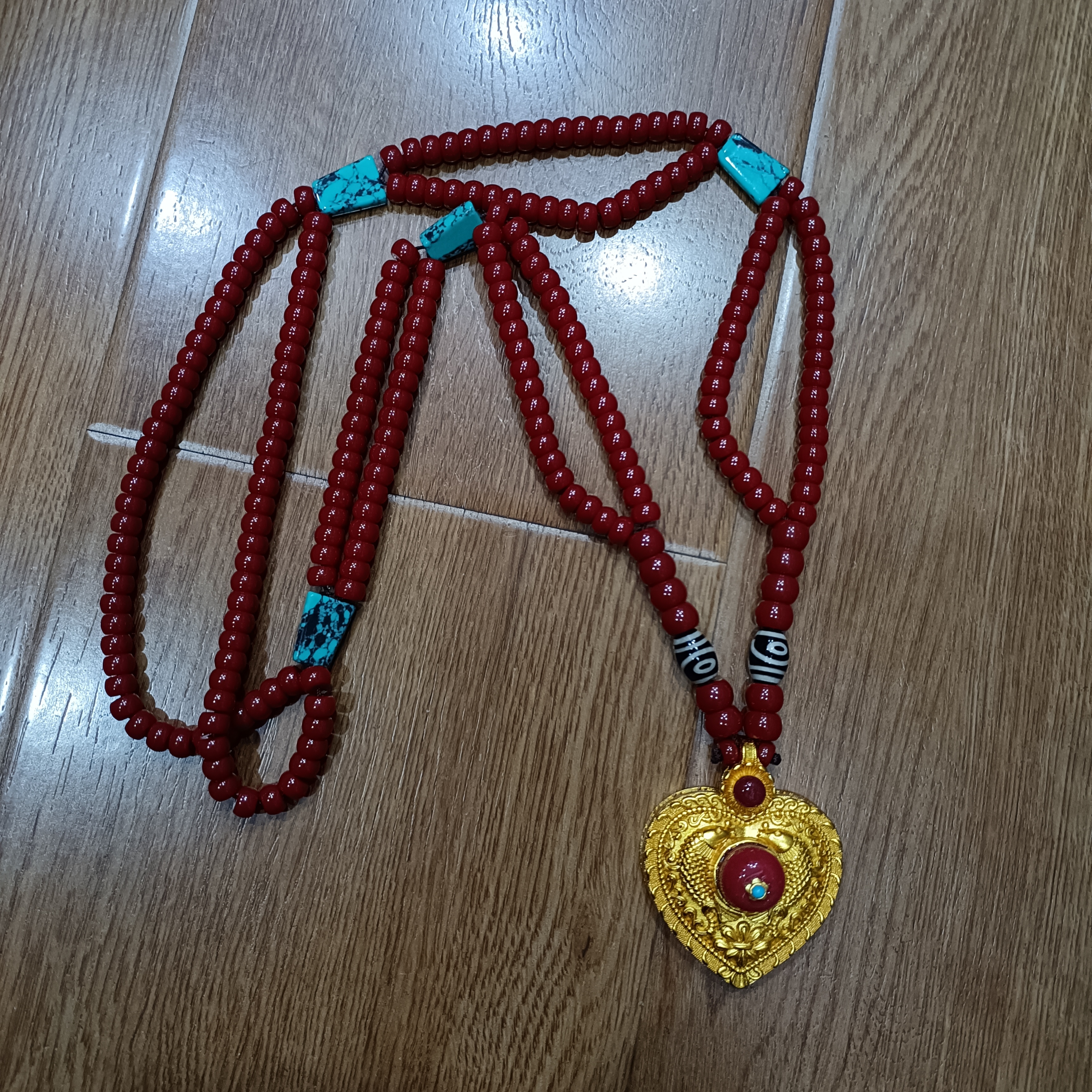 铜合金亚克力婚庆饰品 藏装配饰项链吊坠时尚红色民族风精美首饰