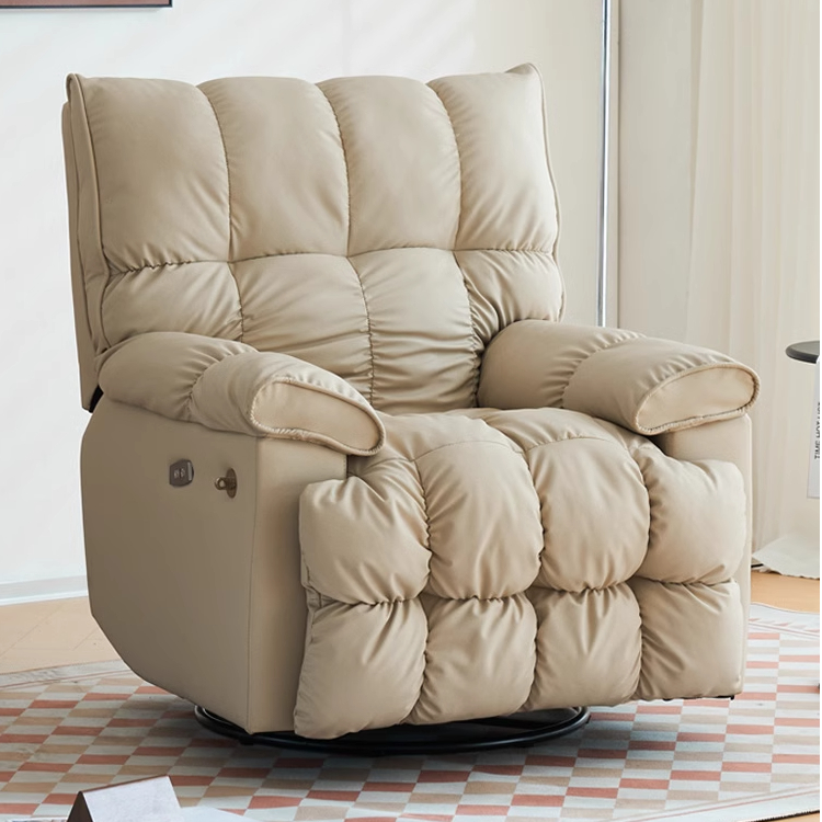 小款奶油多功能太空懒人电动单人沙发旋转可躺云朵防猫抓头等摇椅