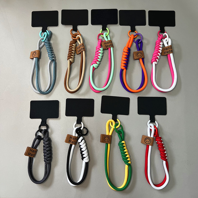 撞色编织绳短款手机挂绳适用手机壳防摔可手提手腕绳新款小清新女