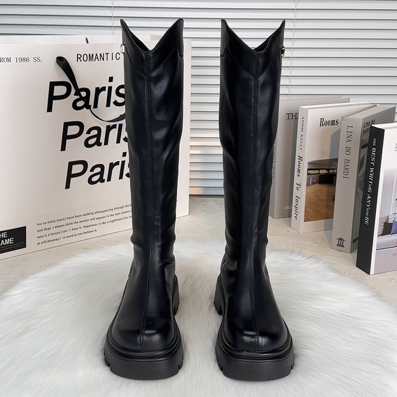 2024年秋季新款长筒靴女骑士靴显瘦不过膝长靴网红高筒厚底瘦瘦靴