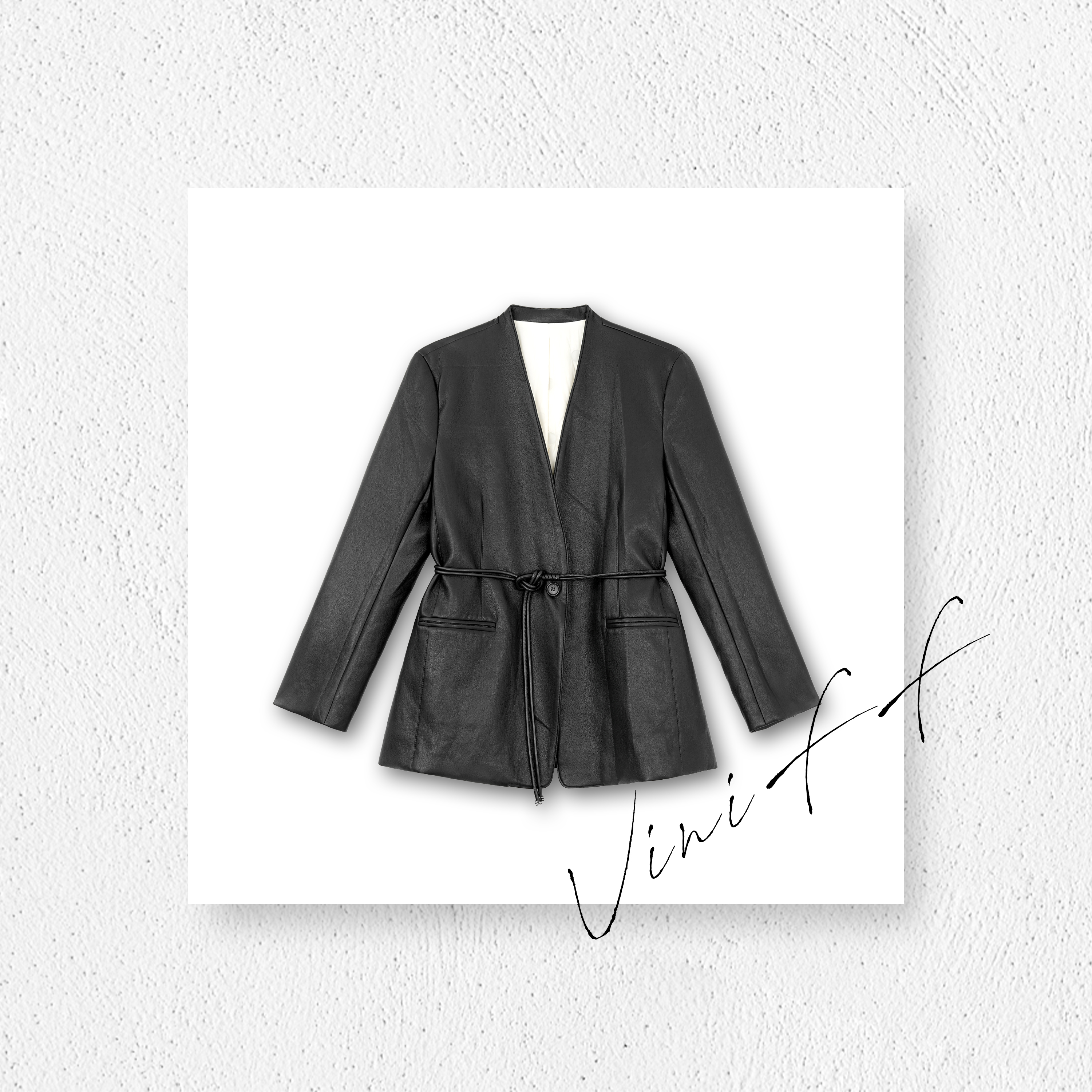 ViniFF薇妮｜【反季】402 V领绑带皮衣外套WA4DP001