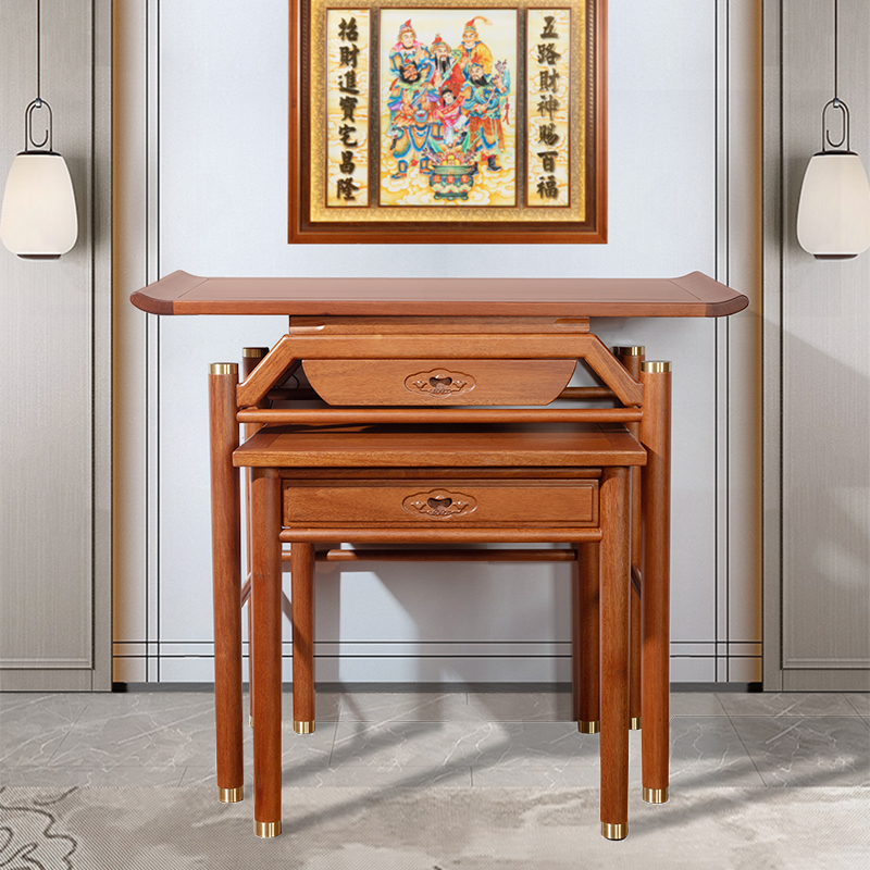 信义达新中式实木铜套脚方桌