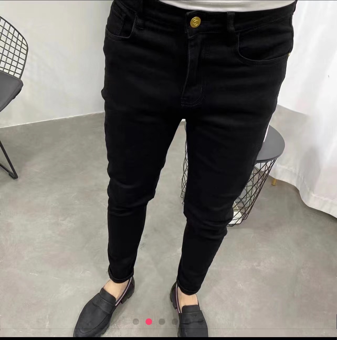 【领士】男士百搭休闲轻奢时尚水洗修身小脚高弹九分牛仔裤1002