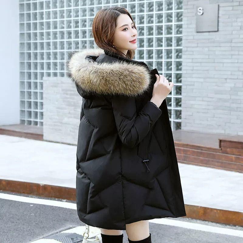 鸭鸭清仓特价羽绒服女正品中长款2023冬装修身加厚白鸭绒保暖外套