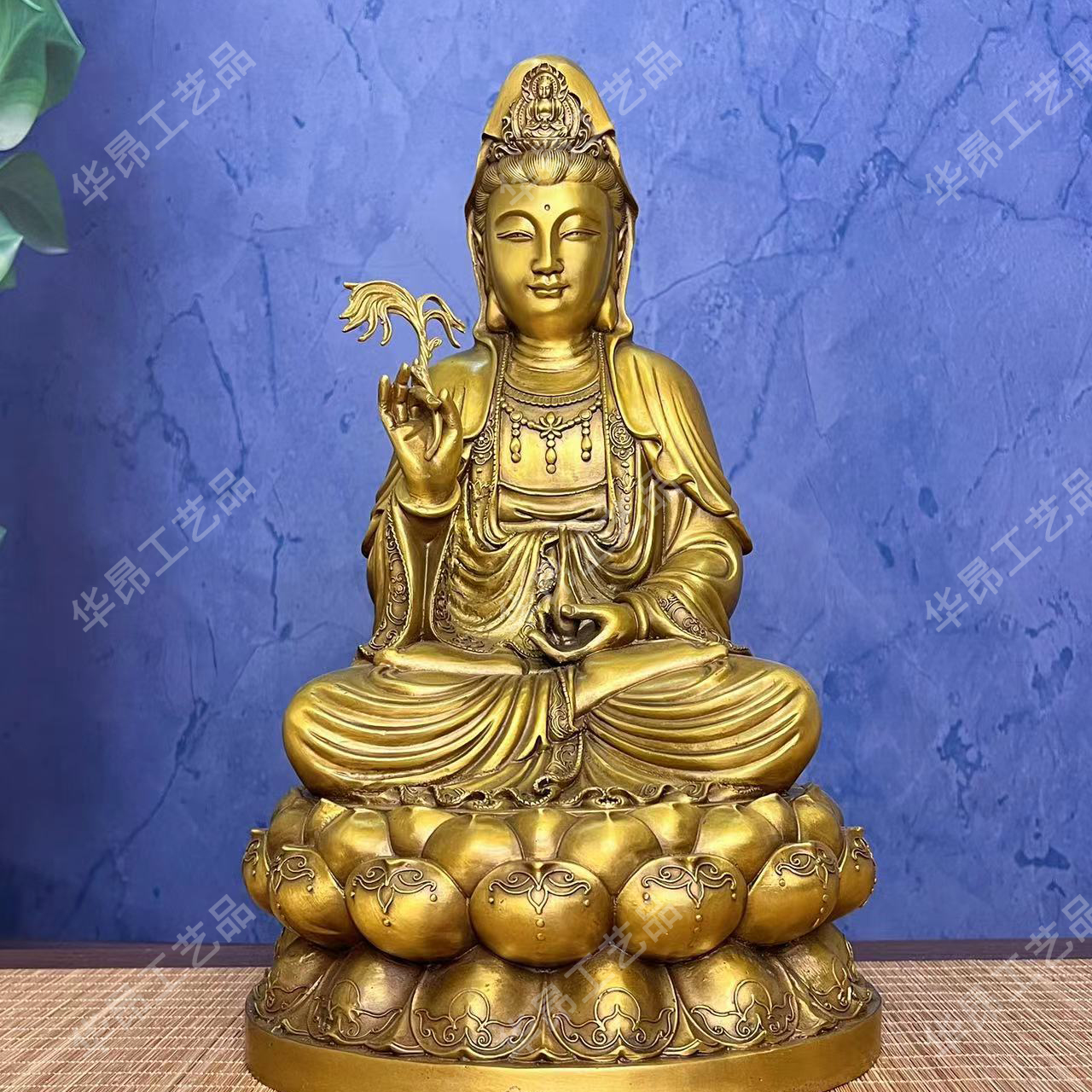 华昂工艺品观音观世音菩萨铜佛像家居装饰品摆件