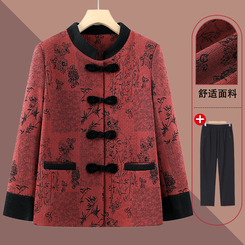 奶奶春秋装长袖上衣外套中老年人衣服妈妈秋装时尚衣服外婆老太太