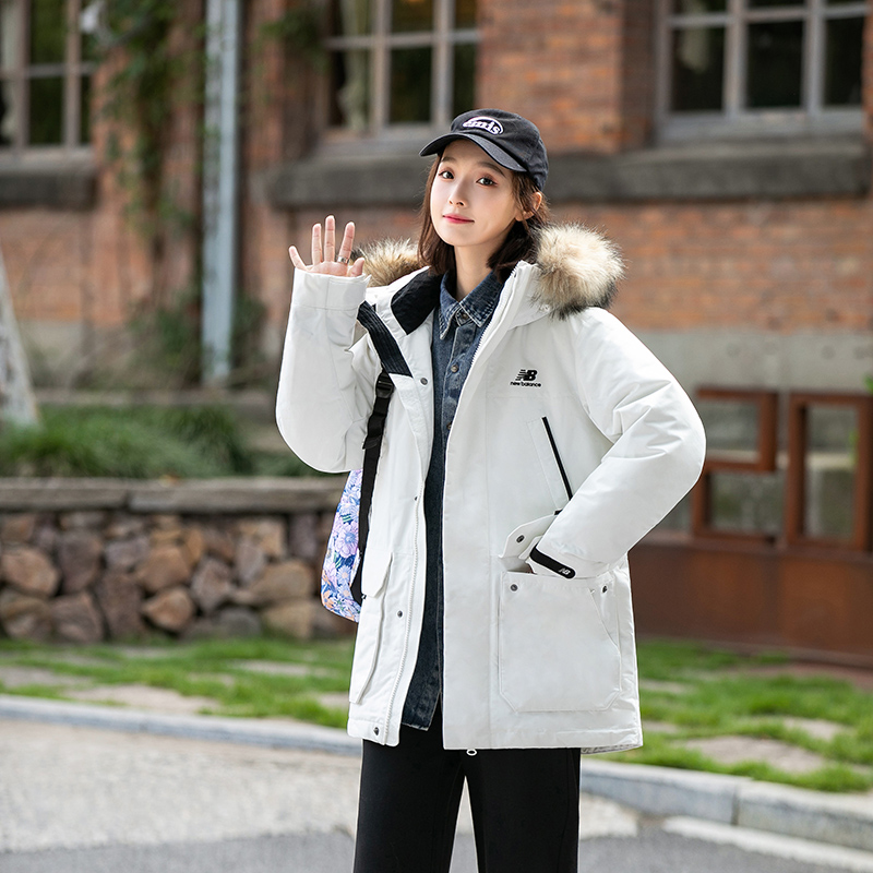 New Balance/NB冬白色加厚工装男女中长款羽绒服瑕疵清仓NPA46011
