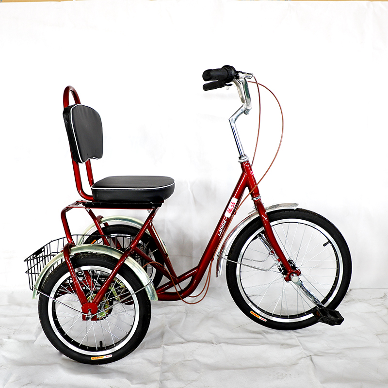 蓝马老年人力三轮车休闲代步脚踏车成人前蹬外八字小三轮自行车