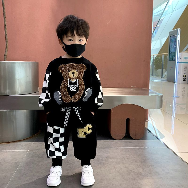 巴拉拉童装男童加绒套装2023新款秋冬装儿童加厚衣服洋气男