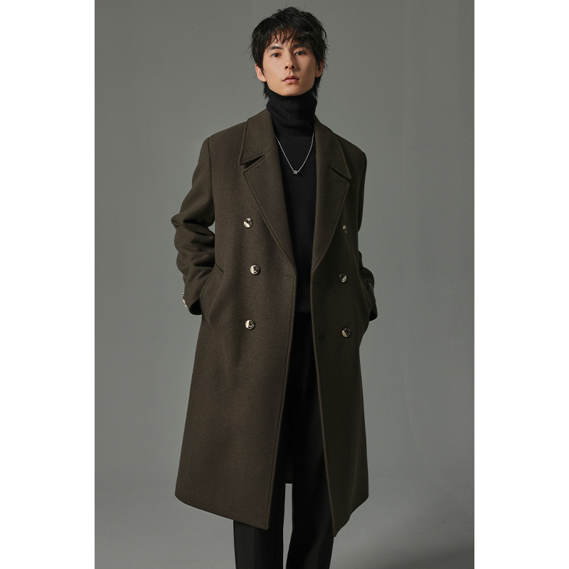 【YM]】秋冬绵羊毛重磅加厚大衣男士宽松中长款经典百搭款商务15/16