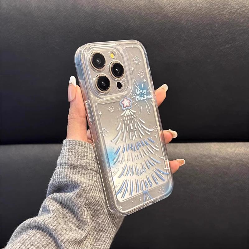 简约圣诞树苹果15ProMax手机壳iPhone14防摔13全包12女11软壳X/8