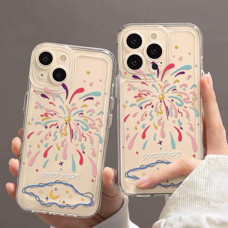 ins烟花苹果15ProMax手机壳iPhone14新款13硅胶12简约11软壳X女8