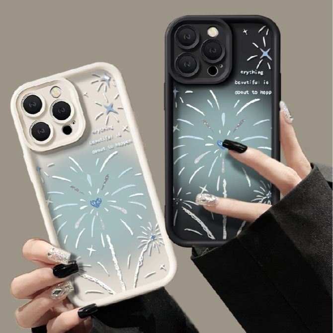 蓝色烟花苹果15ProMax手机壳iPhone14新款13硅胶12简约11软壳X女8