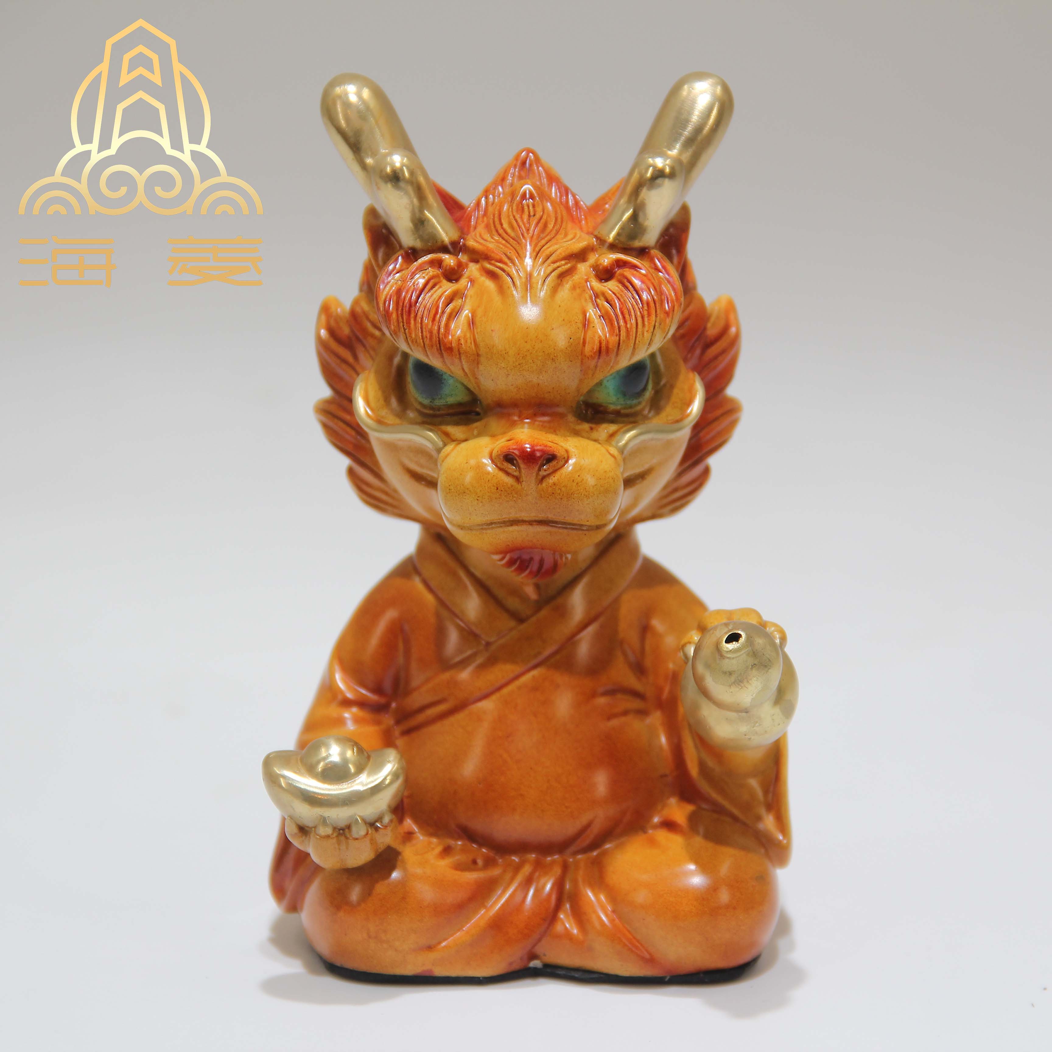 【Q版纳财龙套餐】全黄铜摆件家居饰开业公司办公室客厅摆件工艺品