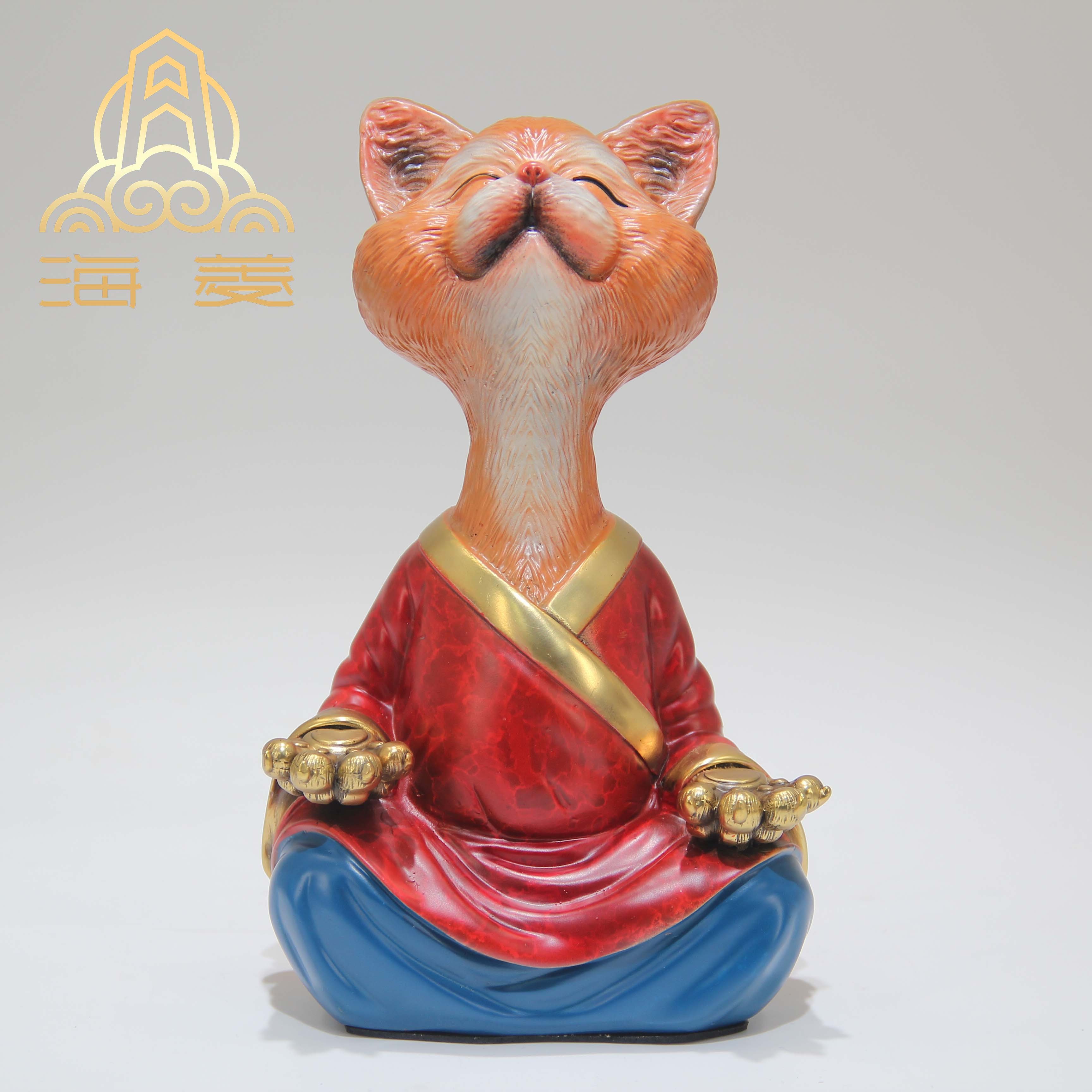 【瑜伽猫】手工全黄铜摆件家居品乔迁开业公司办公室客厅摆件工艺品