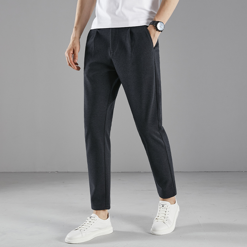 毛呢裤子男 秋冬厚款保暖弹力百搭休闲长裤男士免烫纯色锥形西裤