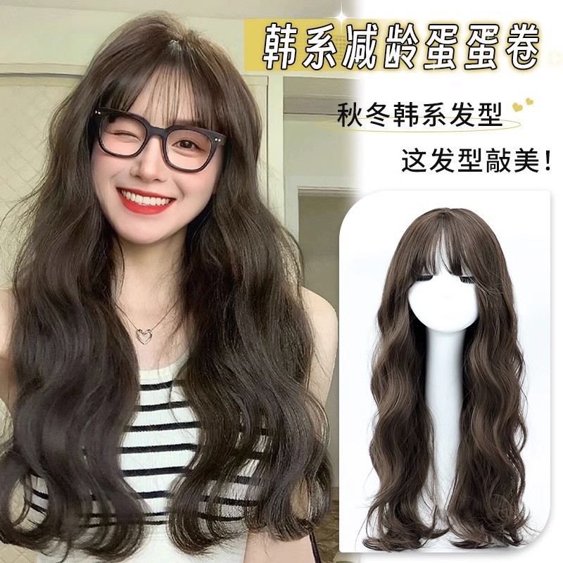全头套假发女长发仿真发温婉卷发自然全头套式大波浪长卷发假发套