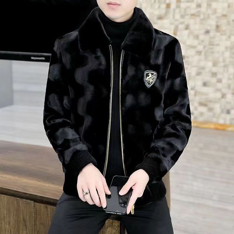 爆款海宁秋冬季皮衣男装石墨烯内里加绒加厚仿貂绒反季大码外套潮