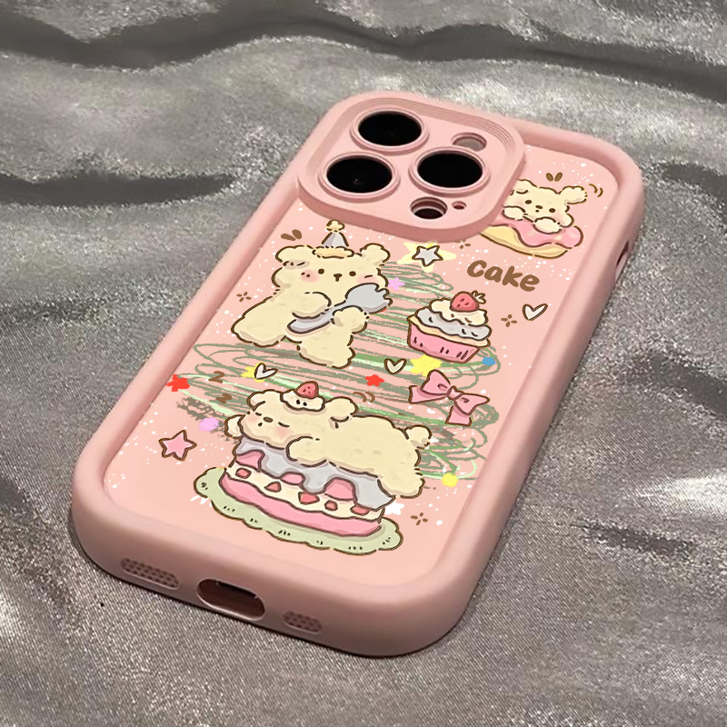 卡通蛋糕小熊iphone15苹果14promax手机壳13华为vivo小米oppo软套