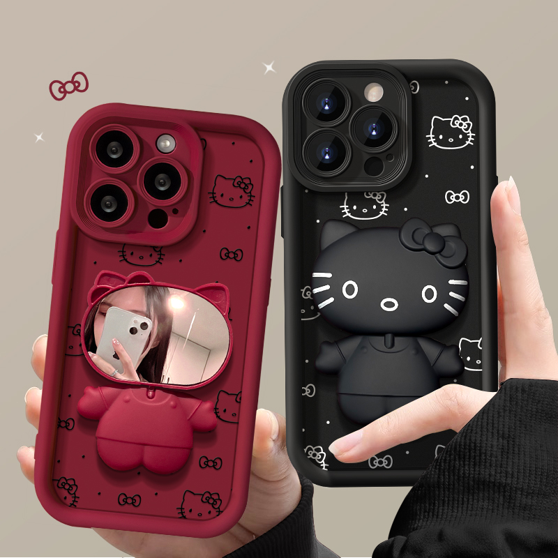 旋转补妆支架卡通iphone15/13苹果14手机壳华为vivo小米oppo软套