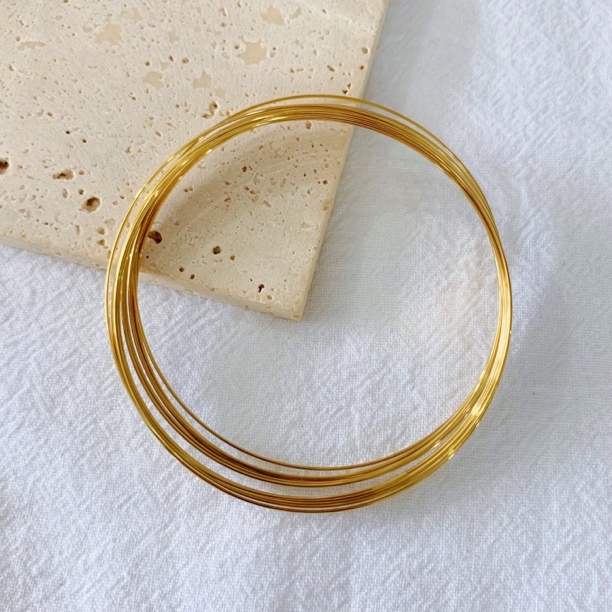 不锈钢手镯 X【左夕】高保色记忆钢丝圈配件手工diy回弹手链钢圈线