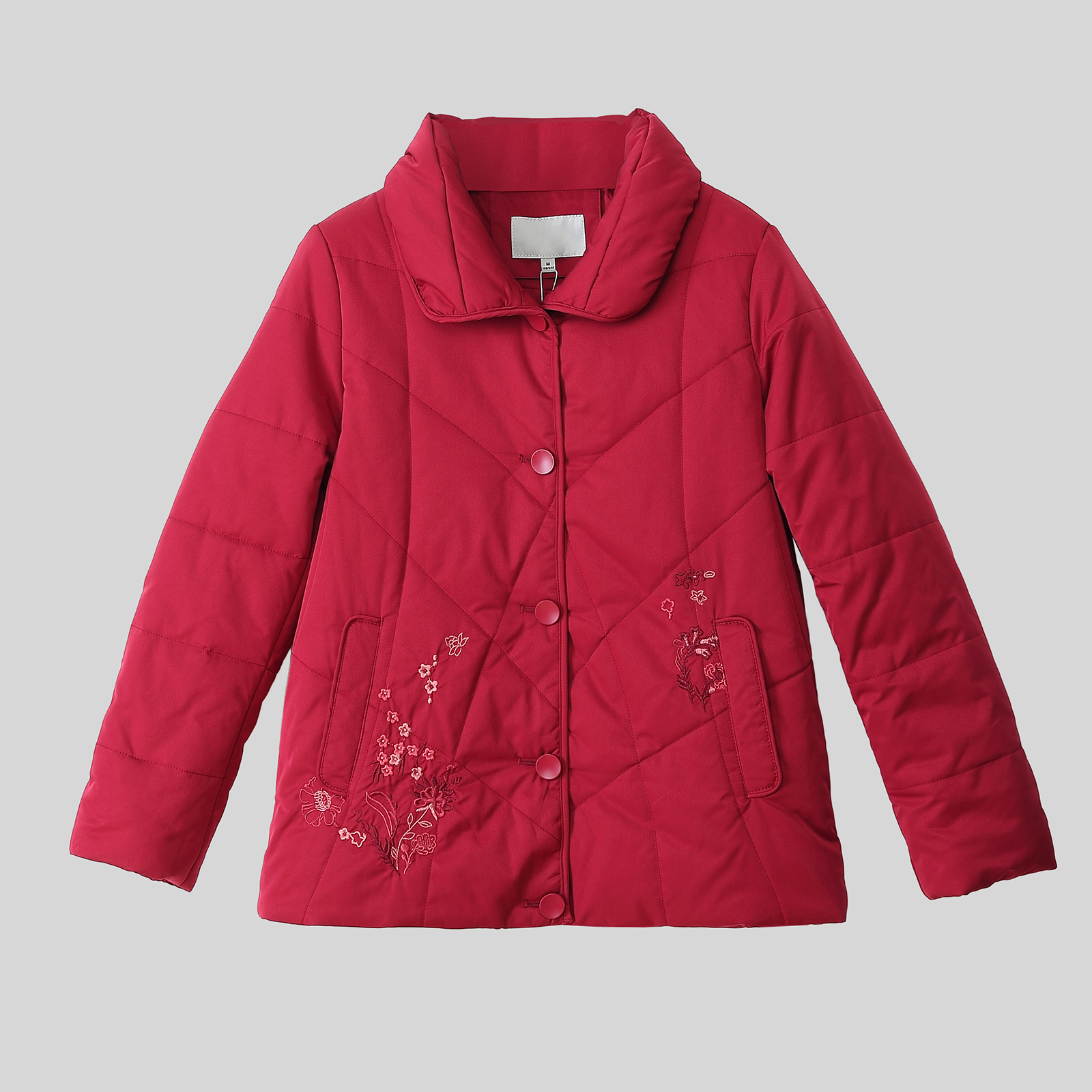 短款绣花小棉衣面包领中老年女装冬季棉服妈妈装刺绣小棉袄奶奶装