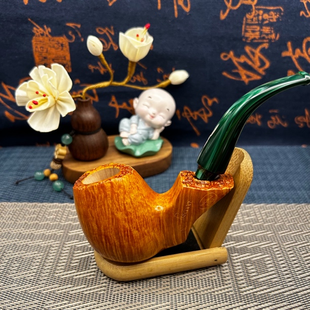意大利帕斯库奇石楠木手工烟斗原木全火焰双留皮烟道3