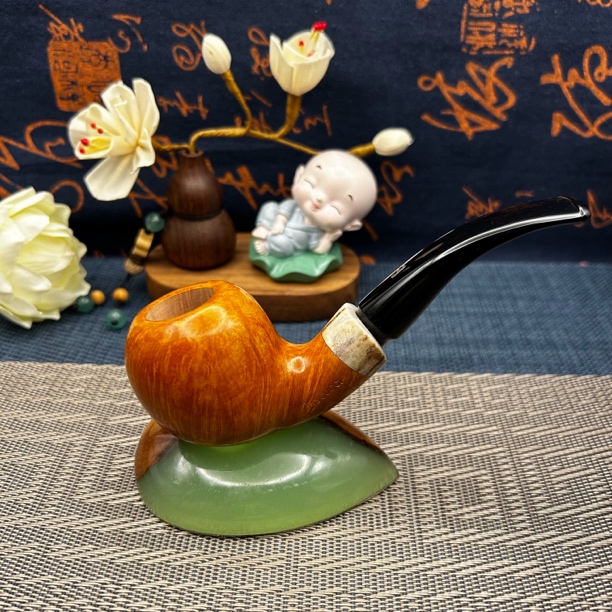 意大利帕斯库齐石楠木手工烟斗原木色大苹果烟道3