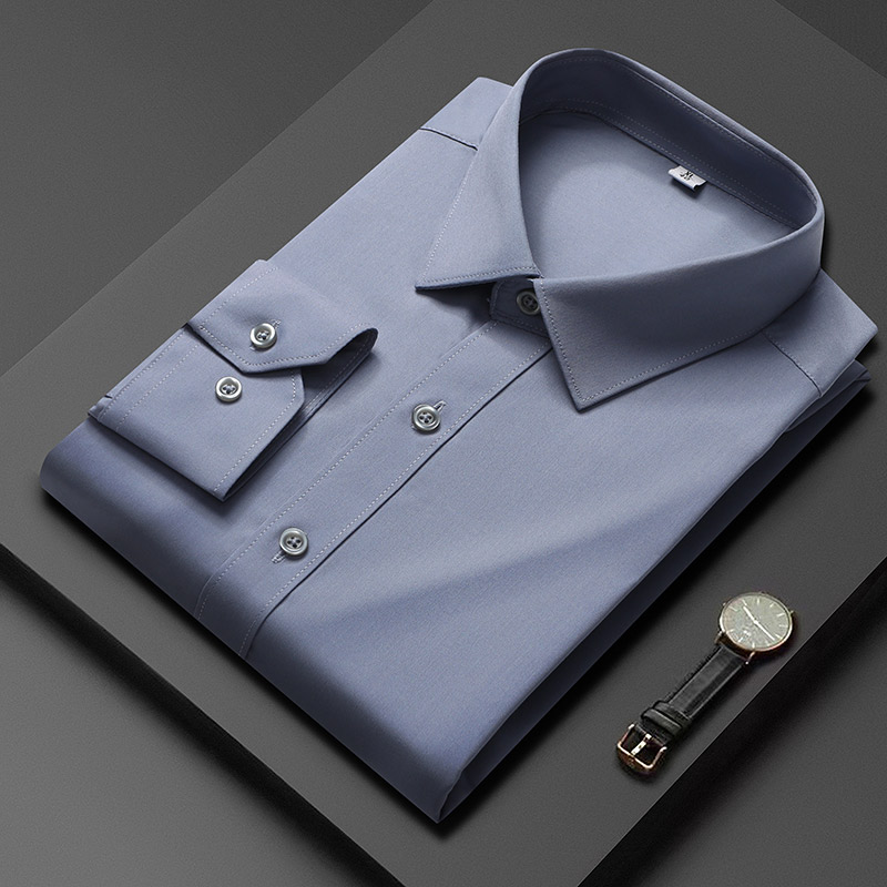 男士衬衣长袖衬衫男商务休闲纯色衬衣内搭长袖衬衫