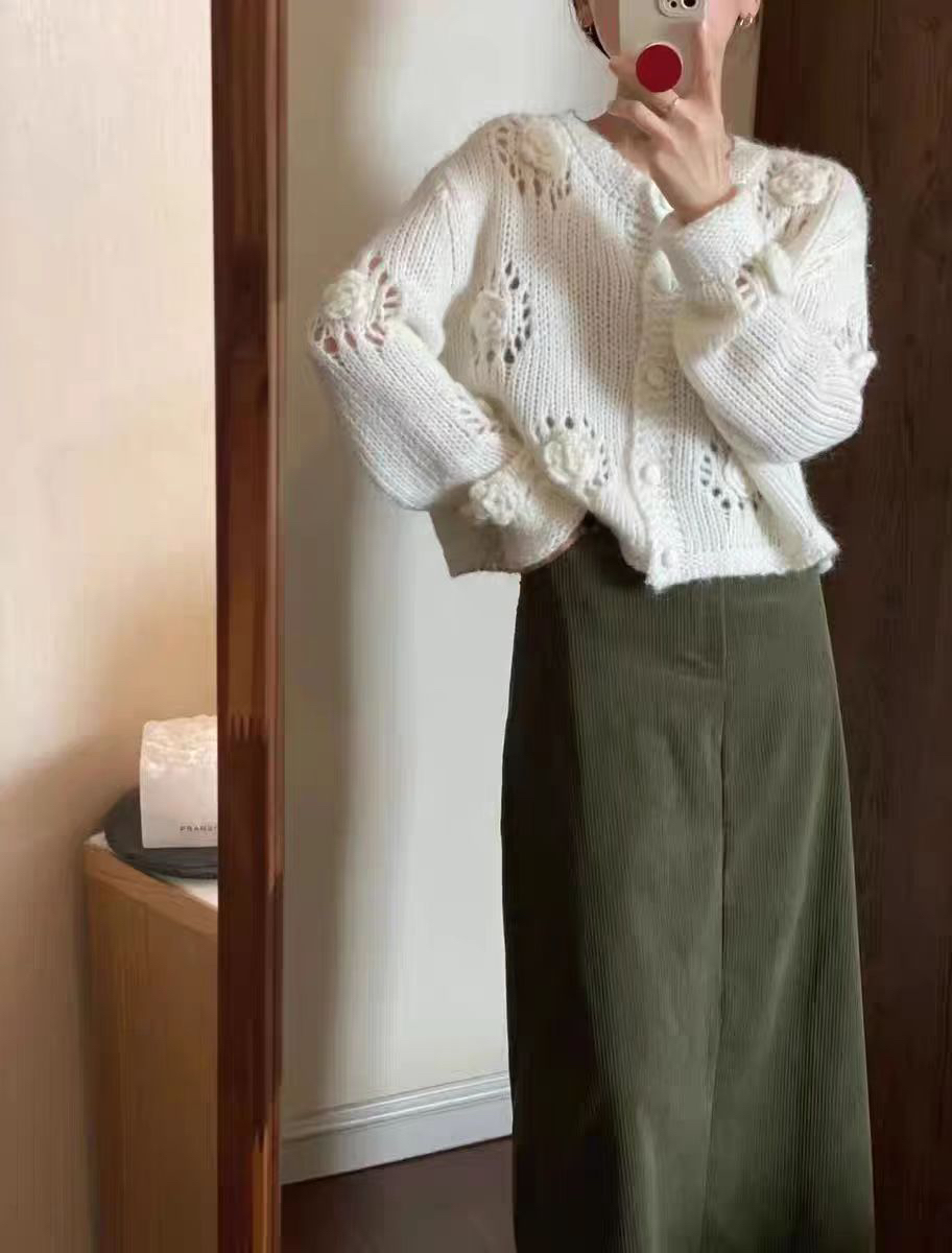 女士长袖针织毛衣开衫