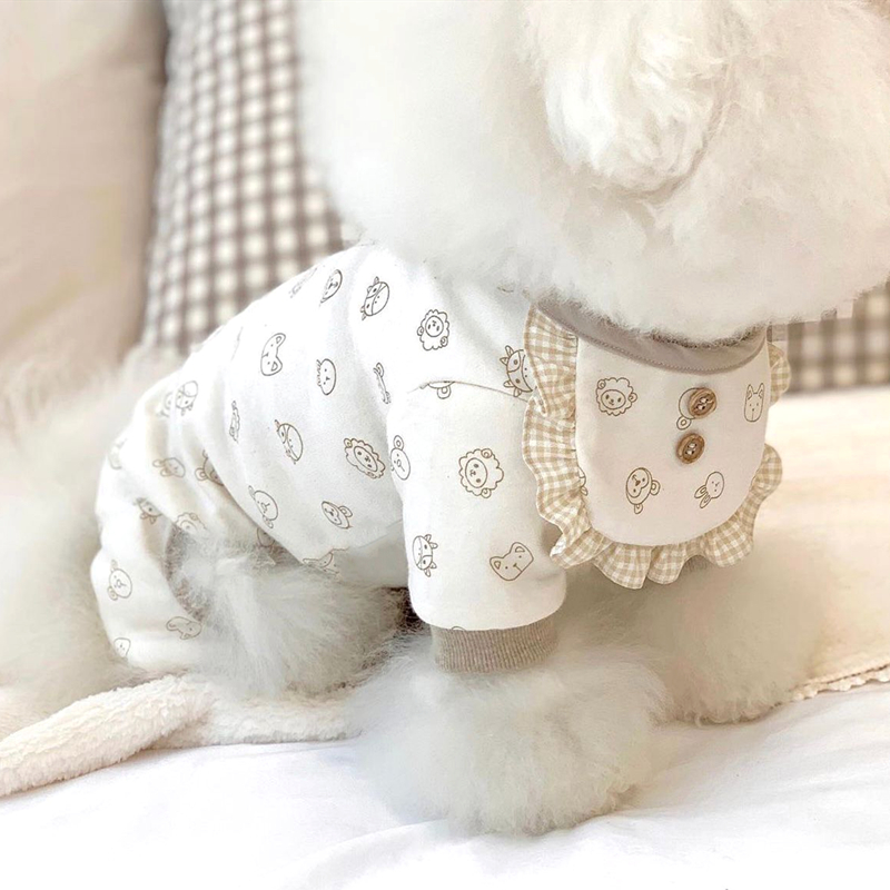 宠物狗狗衣服四脚衣比熊博美雪纳瑞约克夏泰迪小型幼犬秋季家居服