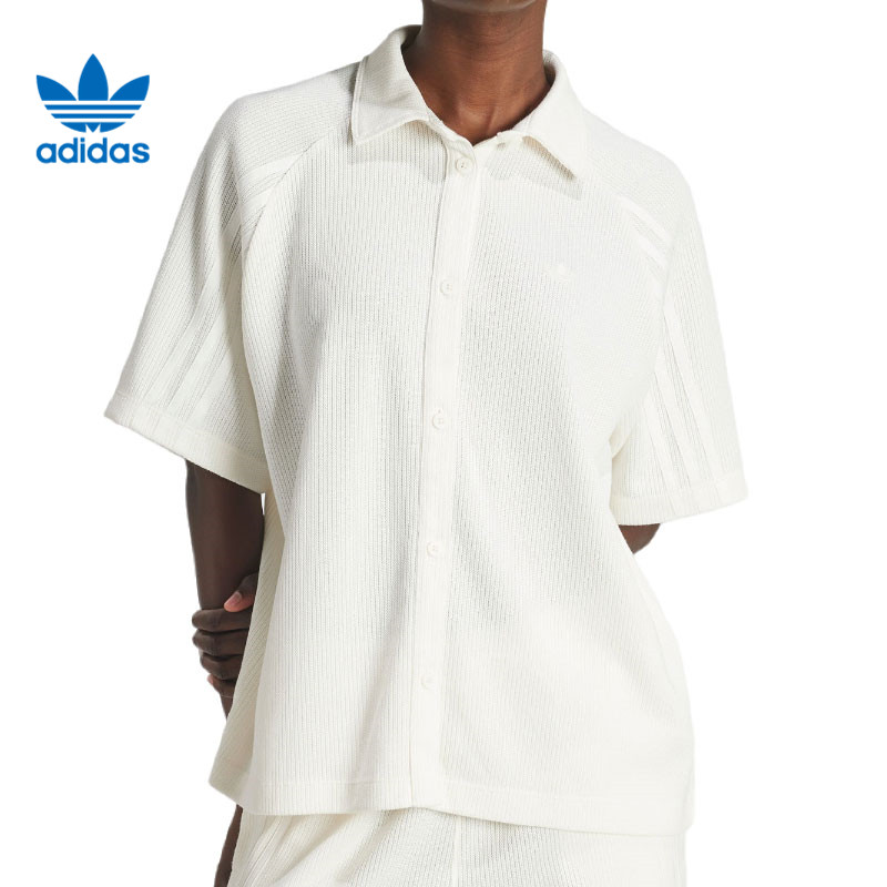 adidas Originals阿迪三叶草女子KNITTED SHIRT短袖衬衫IS2329