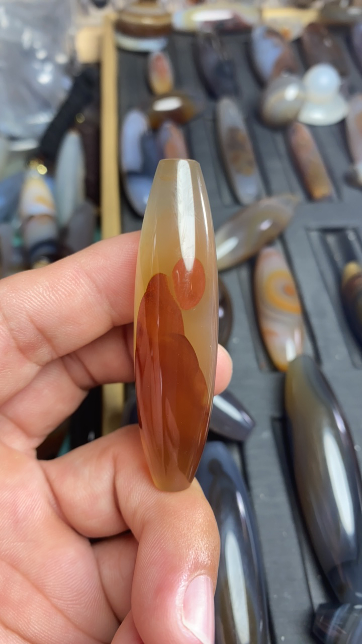 天然颜色意境红色悟道佛图案挂坠