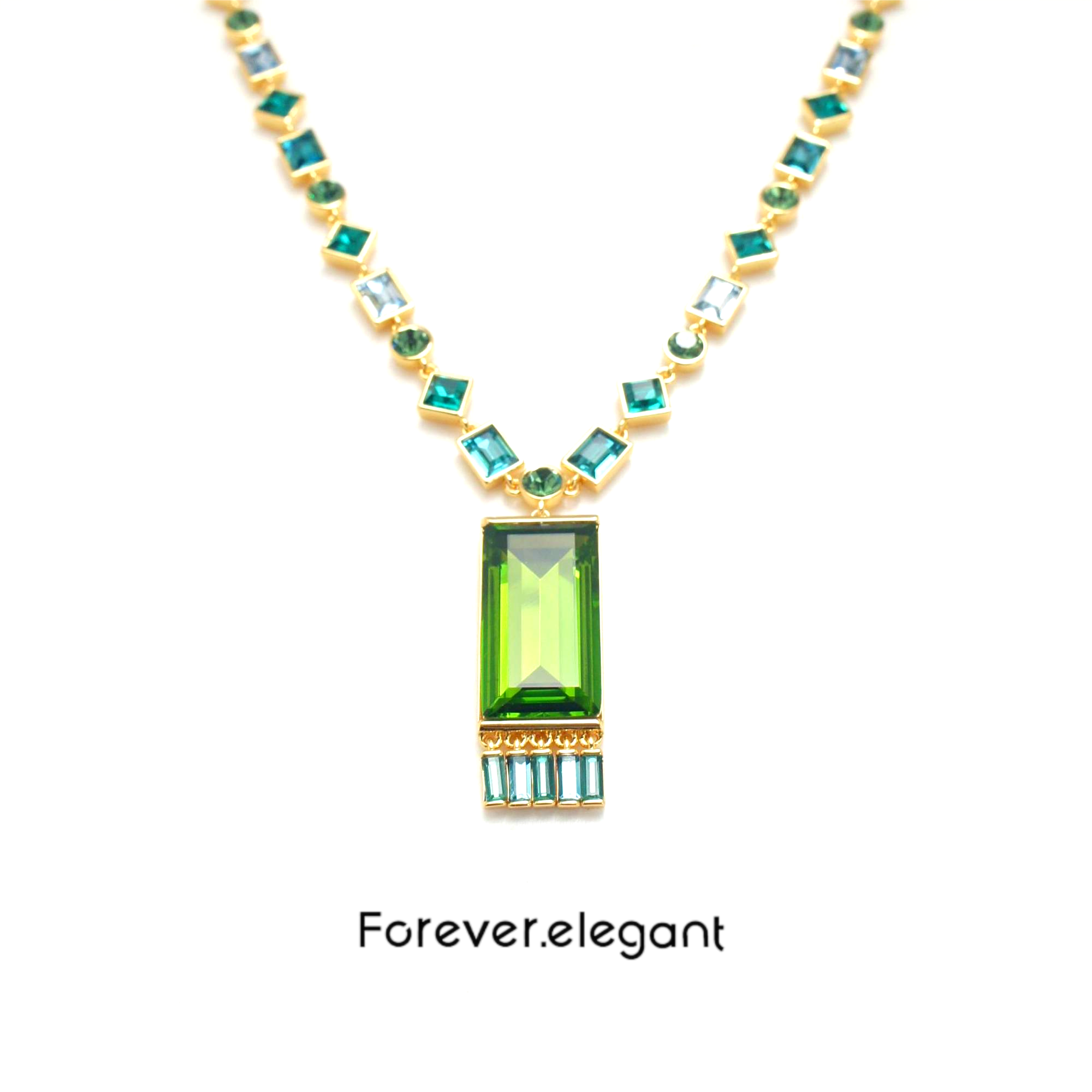 铜合金仿水晶项链 设计原创橄榄绿色轻奢时尚女款彩色-璀璨的诗篇