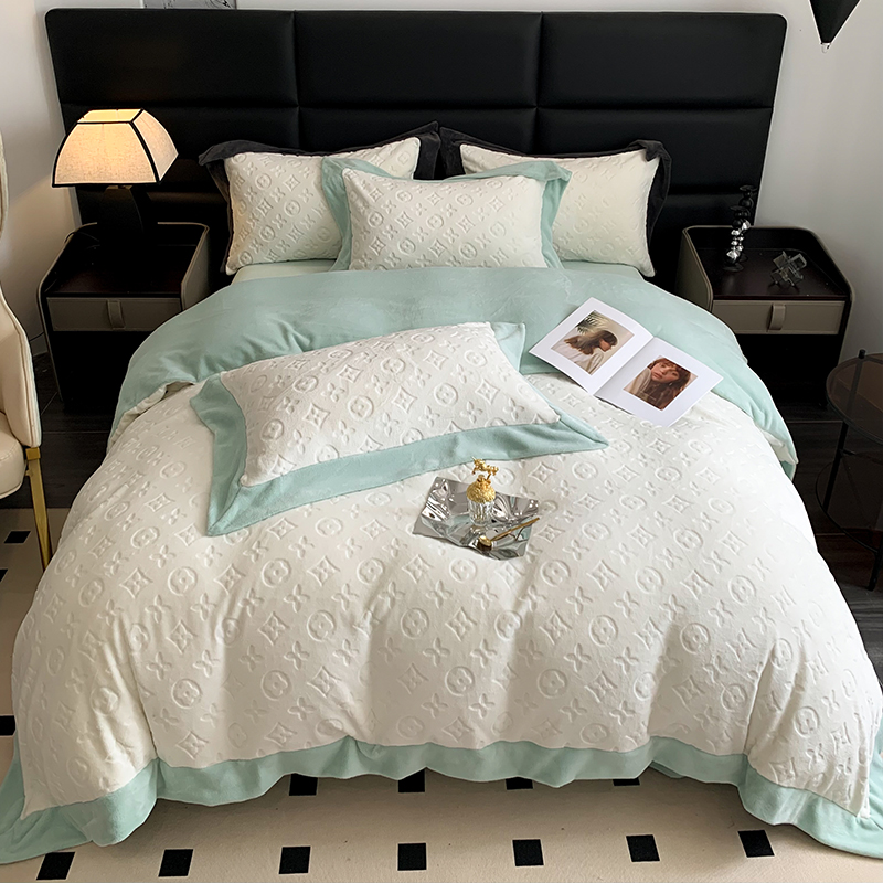 多伦多-高克重加绒加厚刺绣牛奶绒四件套加厚保暖秋冬四件套