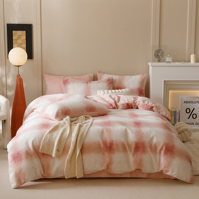 （格伦格-缤纷粉）高端高克重多莉羊绒四件套加厚保暖四件套JQD