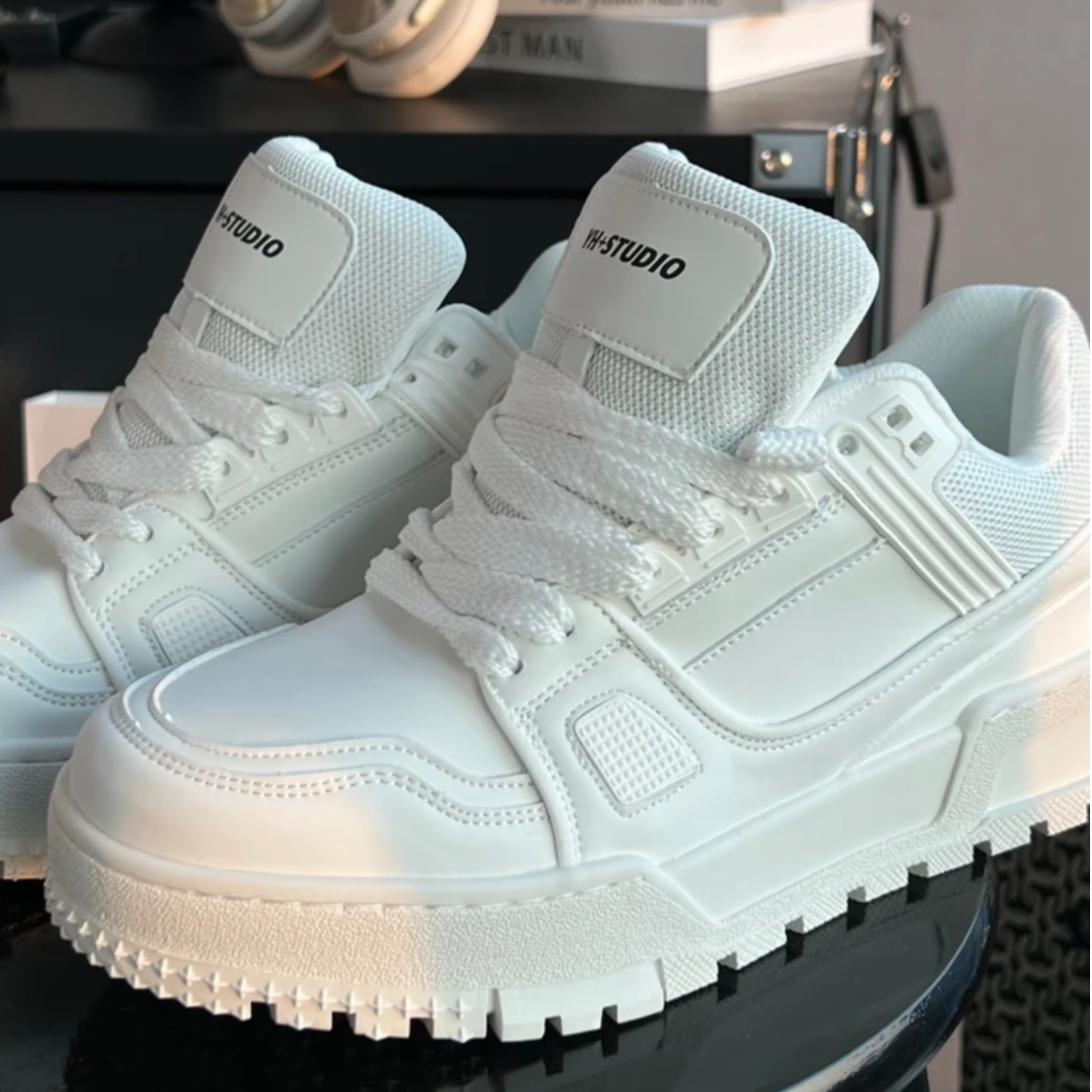 『非凡』新款高级小众韩版纯色厚底板鞋情侣百搭潮流胖丁面包鞋8301