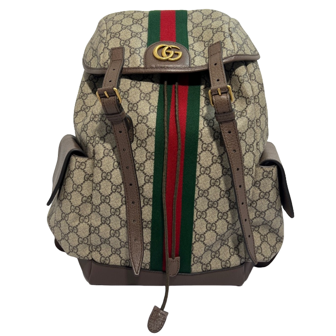 99新 GUCCI/古驰 老花拼色双扣双肩包/2334号男士时尚经典大号