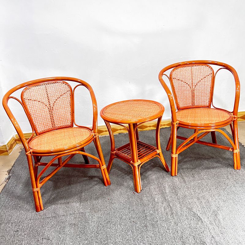 老式藤椅靠背家用阳台桌椅三件套茶楼酒 店椅藤办公椅藤编腾椅阳