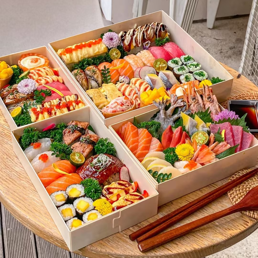 卡木龙包装·寿司拼盘木质礼盒一次性外卖打包盒高档商用盒野餐盒