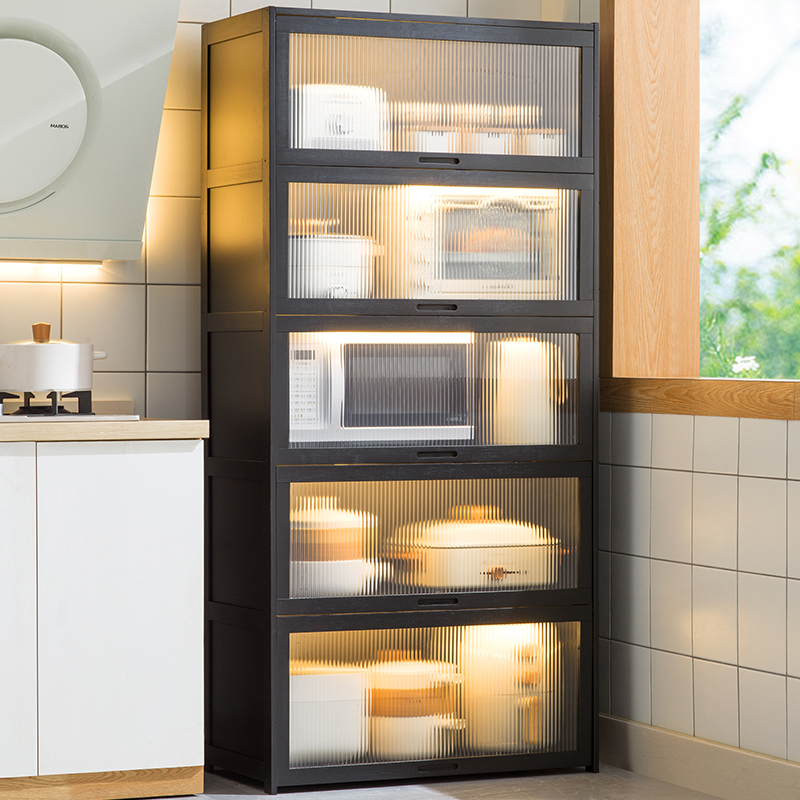 厨房置物架子落地多功能多层收纳架微波炉碗碟家用橱柜储物餐边柜