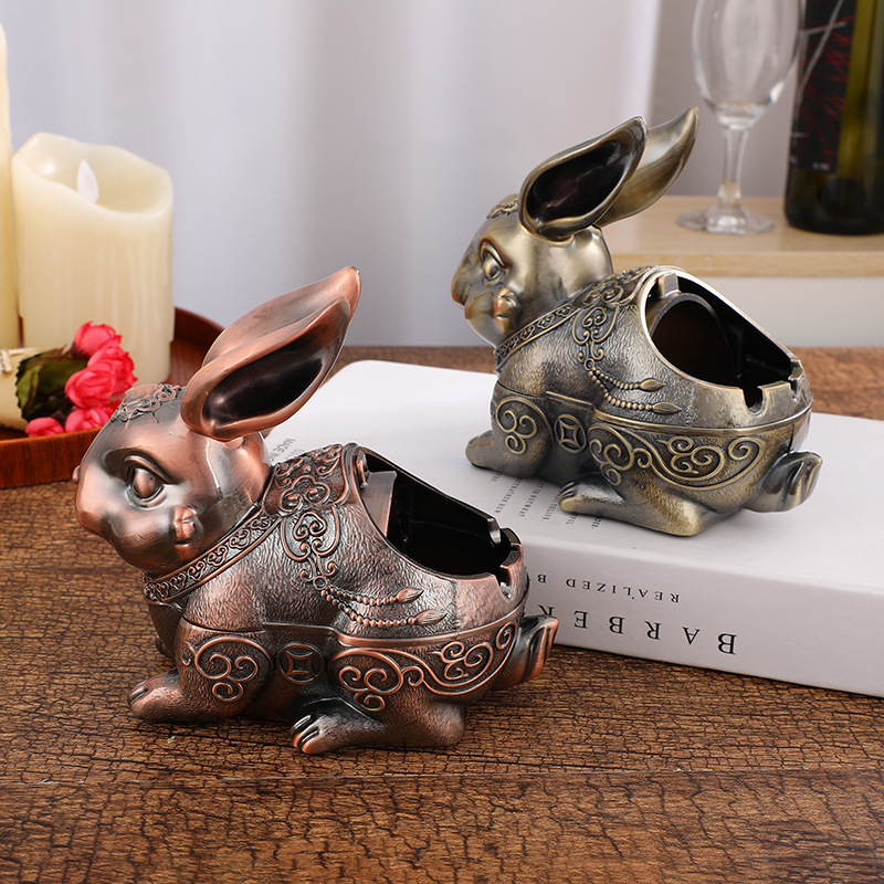 兔子美观家用客厅带盖新中式生肖烟缸办公室高级感小众创意摆件