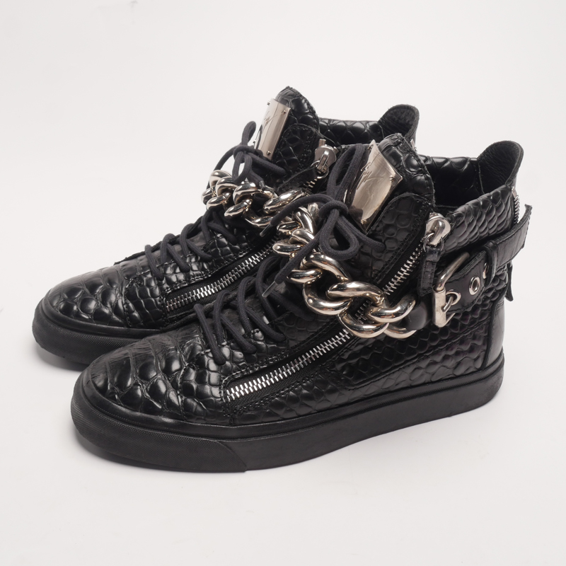 90新  /Giusppe Zanotti/41/黑色链条拉链高帮板鞋