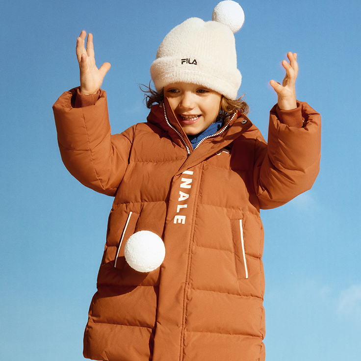 【斐乐儿童】2024冬季小童长款休闲百搭保暖羽绒服K11B441924