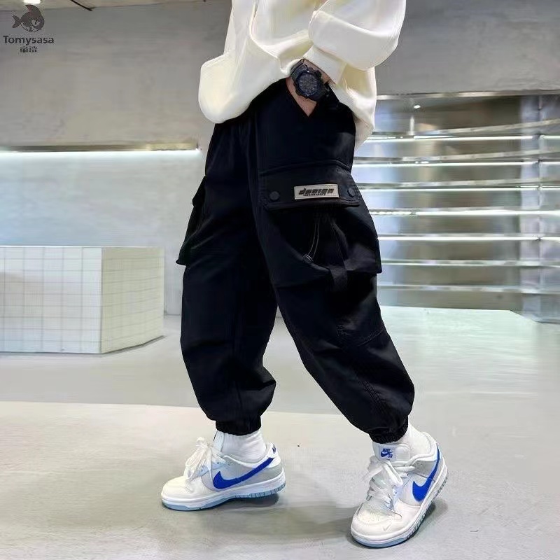 男童工装裤春秋款2025新款秋季男孩中大儿童秋装休闲裤酷帅韩版潮